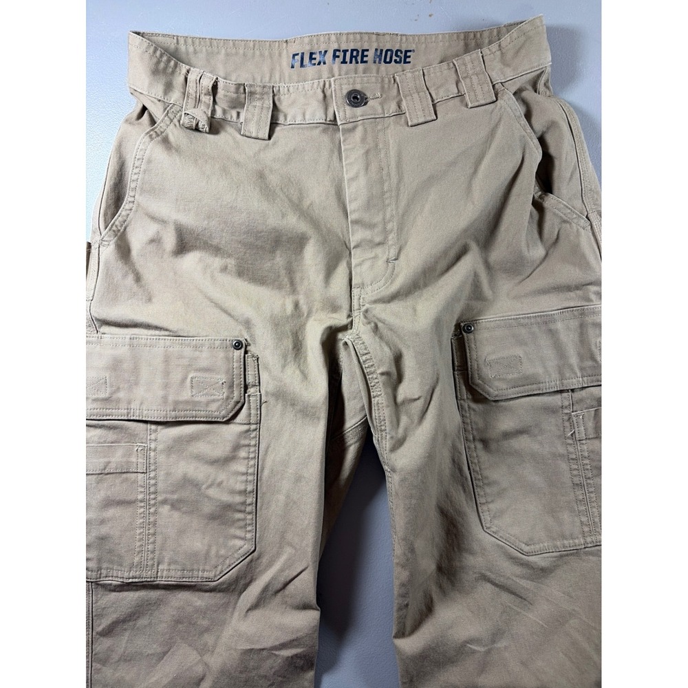 Duluth Trading Co Flex Fire Hose Cargo Pants Mens 34x30 Khaki Tan Work Relaxed